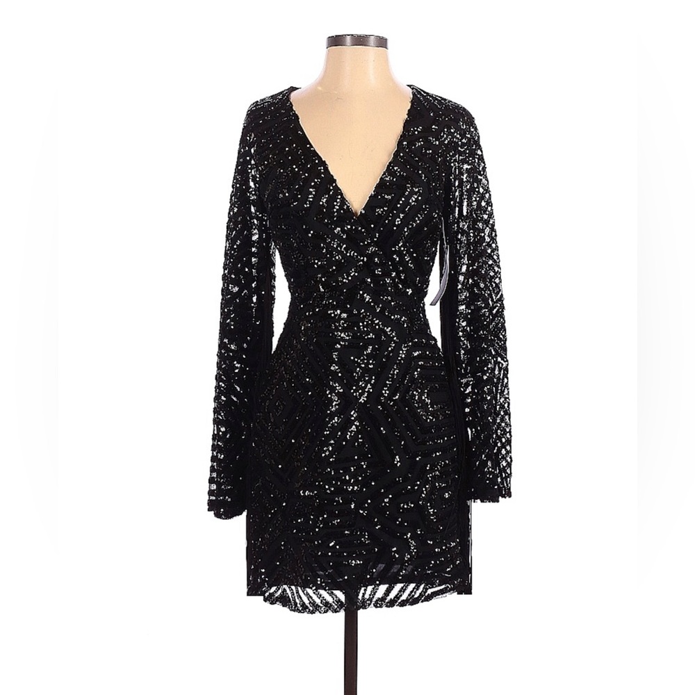Venus Long Sleeve Black Sequin dress